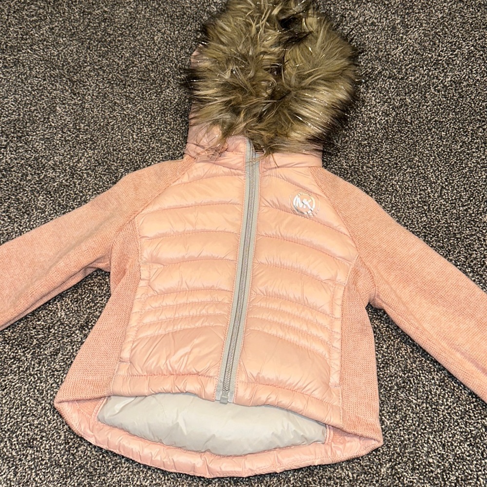 Micheal Kors pink girls jacket. Size 2T. Pink w/detachable hoodie.